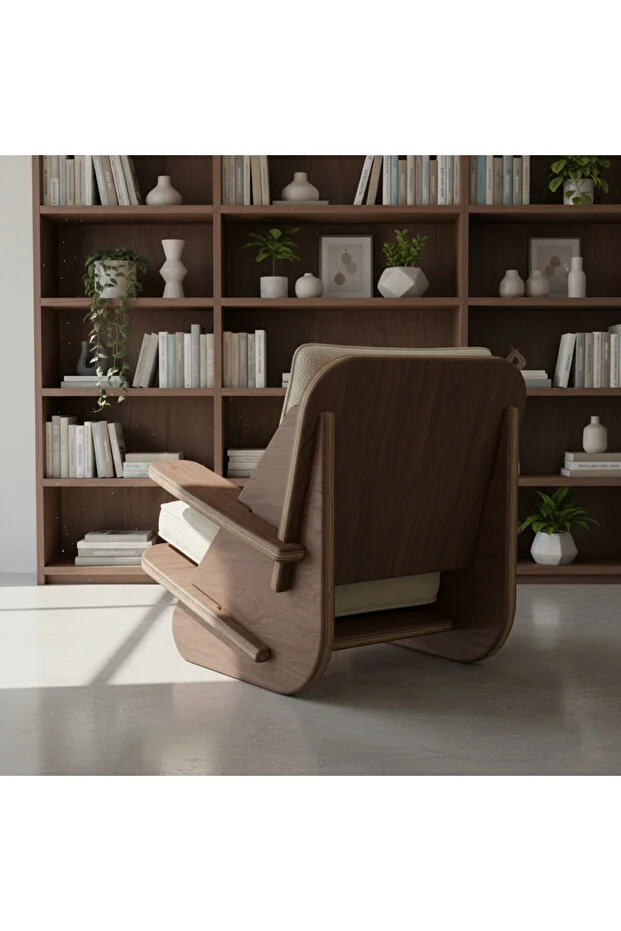 STYLISH Berjer Tekli Ahşap Ceviz Koltuk